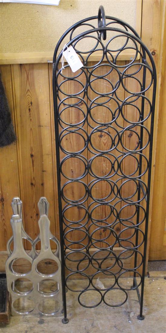Metal bottle rack & 2 bottle shape racks